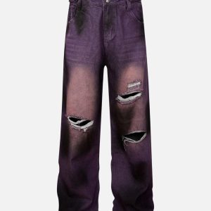 Concert Outfit Street Ripped Dirty Dye Jeans