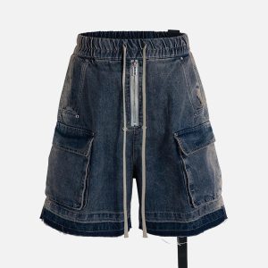 Concert Outfit Street RO Washed Denim Cargo Jort
