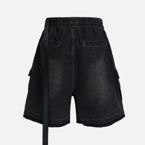 Concert Outfit Street RO Washed Denim Cargo Jort