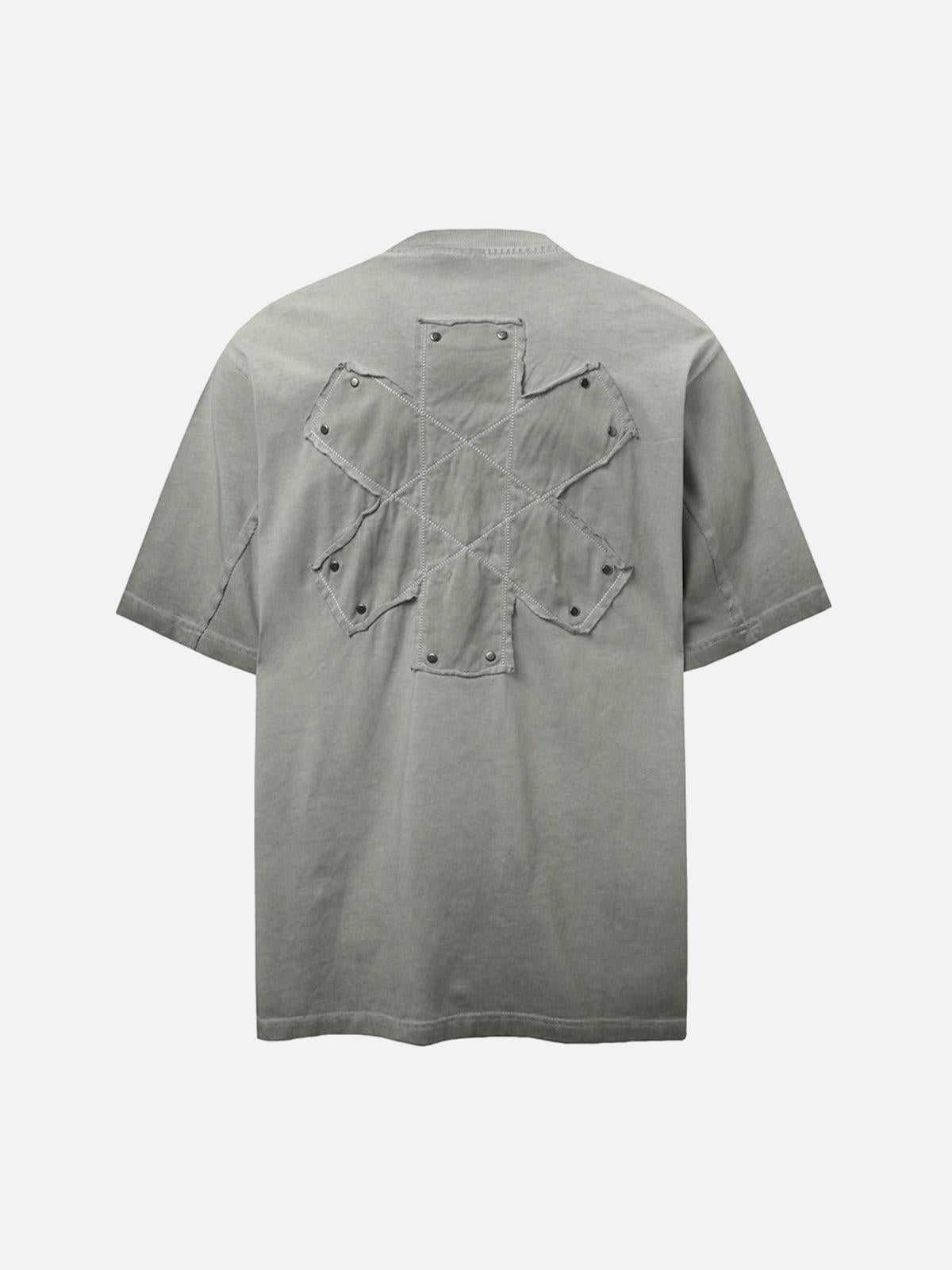 Concert Outfit Street Split Studded Patch T-Shirt Concert Outfit Street Split Studded Patch T-Shirt