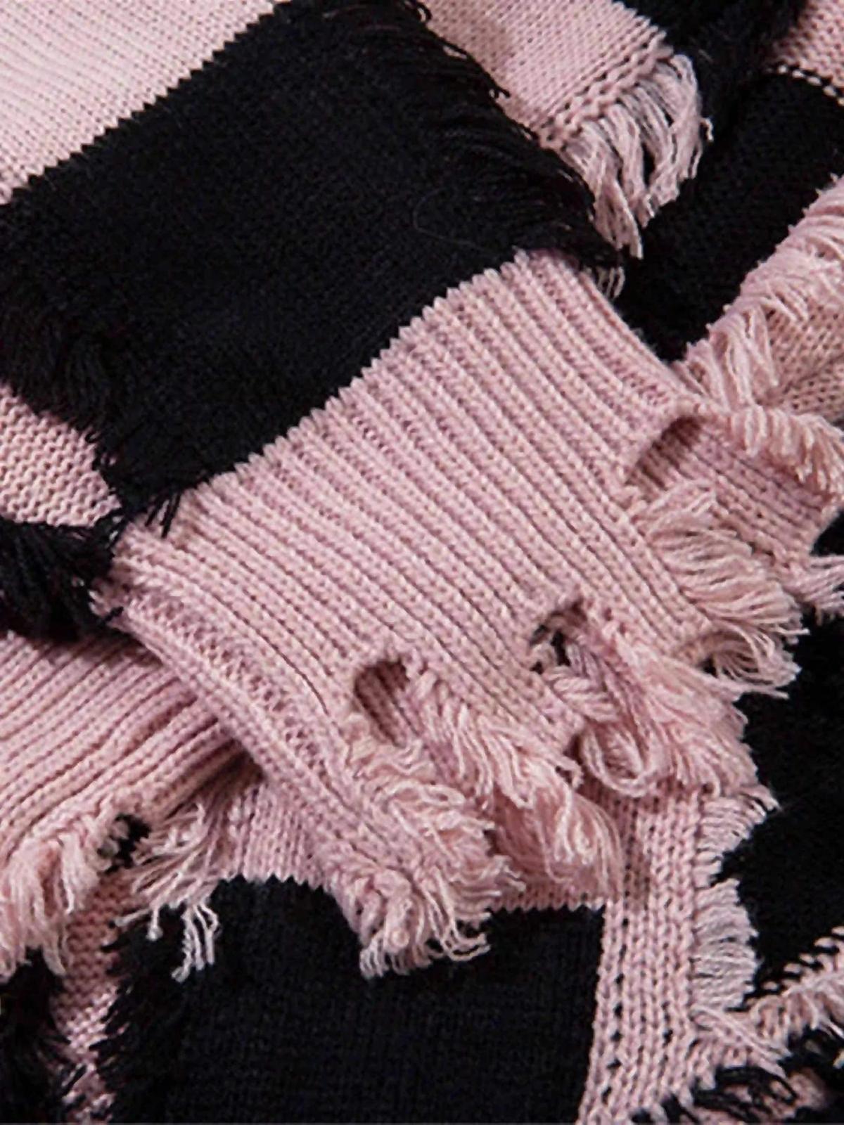 Concert Outfit Street Star Stripe Whisker Ripped Crew Neck Sweater Concert Outfit Street Star Stripe Whisker Ripped Crew Neck Sweater