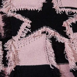 Concert Outfit Street Star Stripe Whisker Ripped Crew Neck Sweater