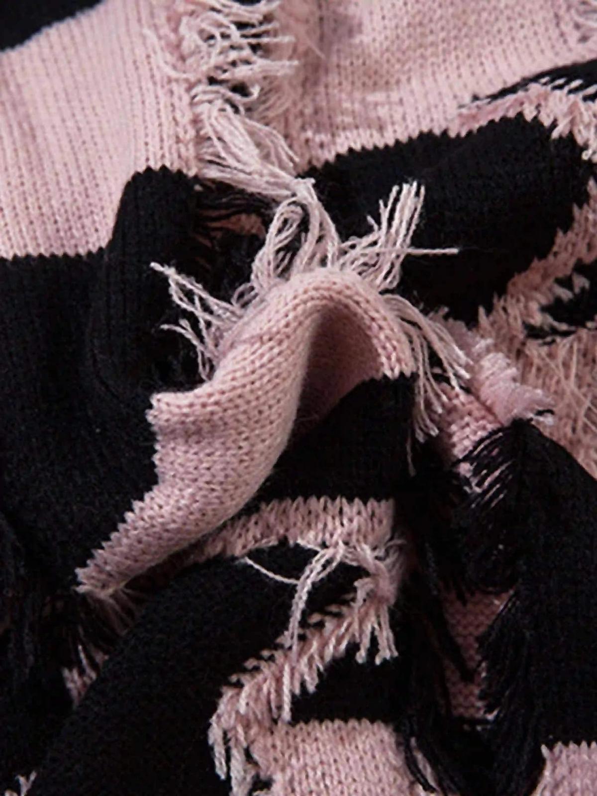 Concert Outfit Street Star Stripe Whisker Ripped Crew Neck Sweater Concert Outfit Street Star Stripe Whisker Ripped Crew Neck Sweater