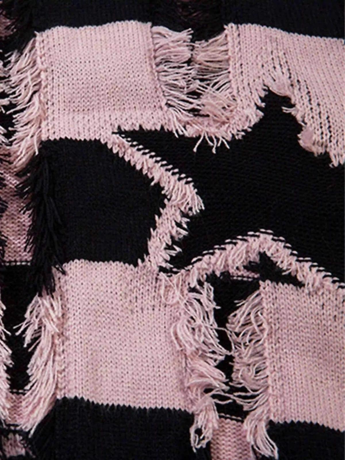 Concert Outfit Street Star Stripe Whisker Ripped Crew Neck Sweater Concert Outfit Street Star Stripe Whisker Ripped Crew Neck Sweater