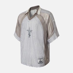 Concert Outfit Street Stitching Cross Print T-Shirt