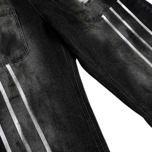 Concert Outfit Street Stripe Dirty Dye Barrel Jeans