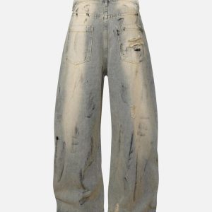Concert Outfit Street Stripe Dirty Dye Barrel Jeans