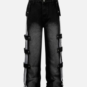 Concert Outfit Street Stripe Paneled Work Jeans