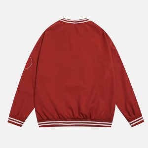 Concert Outfit Street V-Neck Baseball-Inspired Sweatshirt