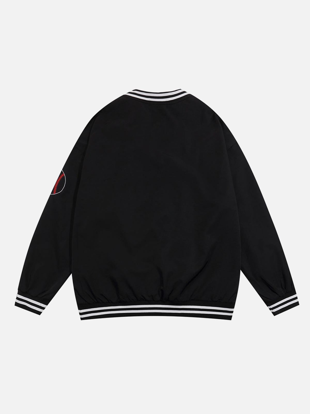 Concert Outfit Street V-Neck Baseball-Inspired Sweatshirt Concert Outfit Street V-Neck Baseball-Inspired Sweatshirt