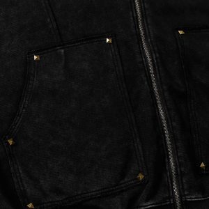 Concert Outfit Street Washed Distressed Stitching Rivet Hooded Jacket