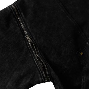 Concert Outfit Street Washed Distressed Stitching Rivet Hooded Jacket