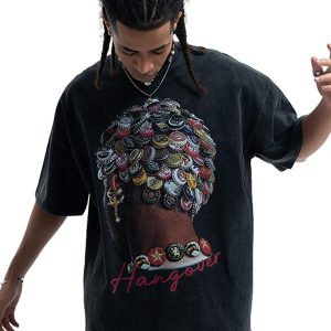 Concert Outfit Street Washed Portrait Print T-Shirt