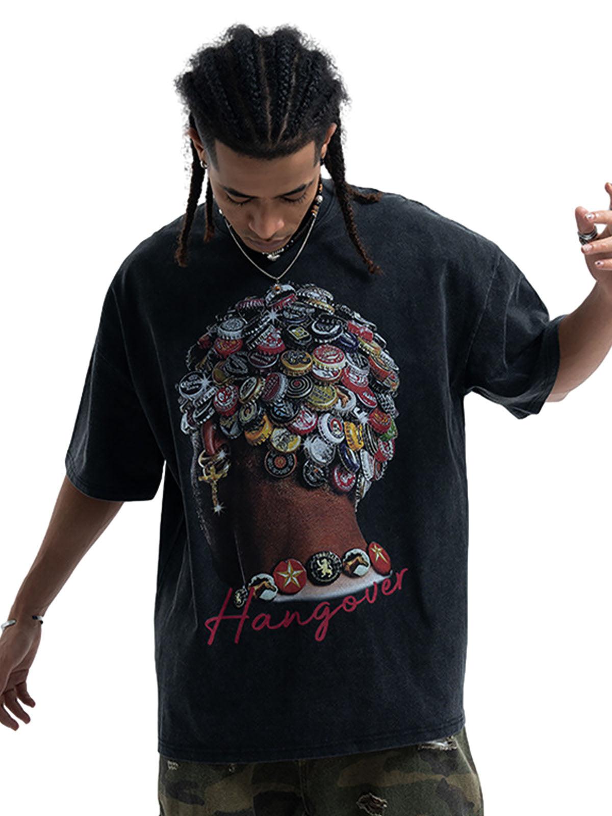 Concert Outfit Street Washed Portrait Print T-Shirt Concert Outfit Street Washed Portrait Print T-Shirt