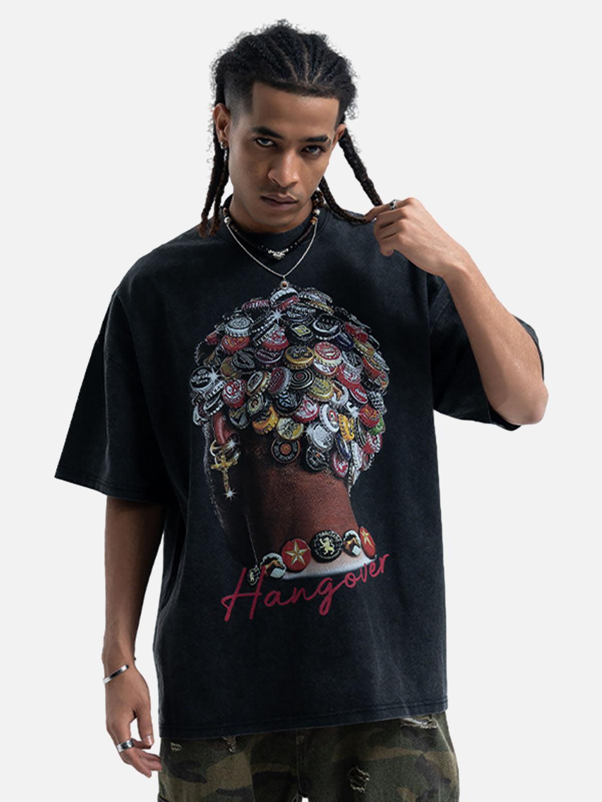 Concert Outfit Street Washed Portrait Print T-Shirt Concert Outfit Street Washed Portrait Print T-Shirt