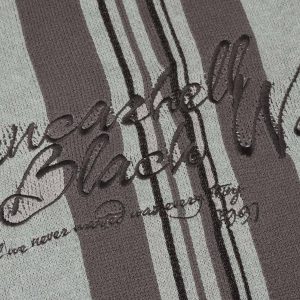 Concert Outfit Striped Embroidered Knit Polo Sweater