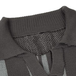 Concert Outfit Striped Embroidered Knit Polo Sweater