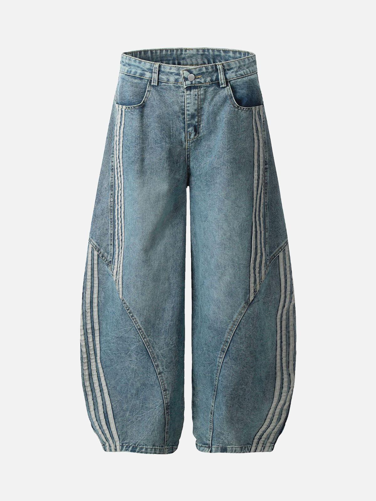 Concert Outfit Striped Stitching Barrel Jeans Concert Outfit Striped Stitching Barrel Jeans