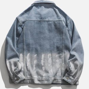 Concert Outfit Striped Washed Ombré Denim Jacket