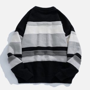 Concert Outfit Stripes Splicing Sweater