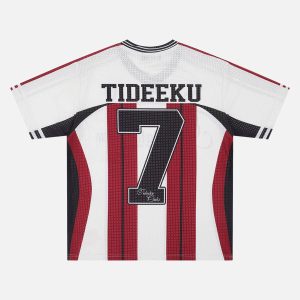 Concert Outfit Stylish Striped Sports Jersey T-Shirt