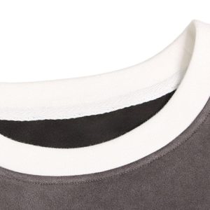 Concert Outfit Suede Contrast Stripe Embroidered Long SleeveT-Shirt