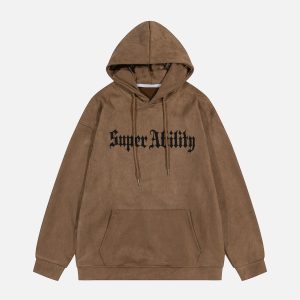 Concert Outfit Suede Cross Print Hoodie