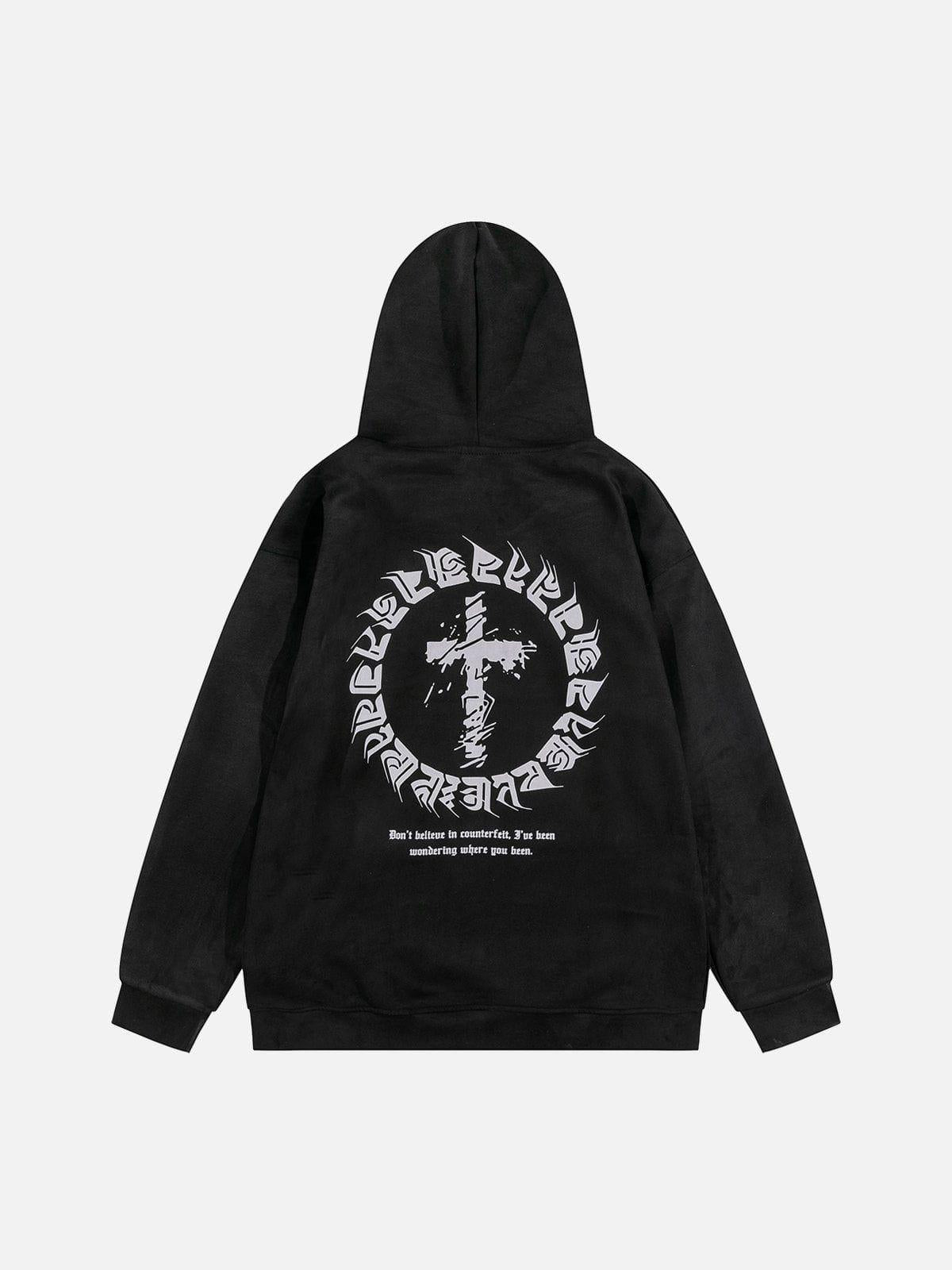 Concert Outfit Suede Cross Print Hoodie Concert Outfit Suede Cross Print Hoodie