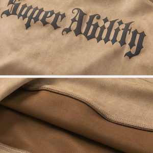 Concert Outfit Suede Cross Print Hoodie