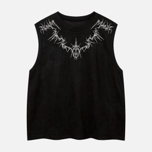 Concert Outfit Suede Thorn Embroidered Vest