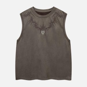 Concert Outfit Suede Thorn Embroidered Vest