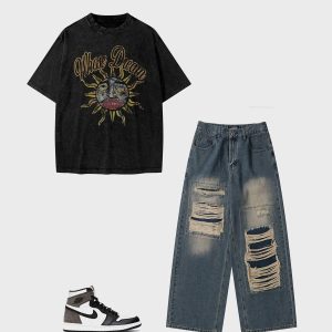 Concert Outfit Sun Doodle Print Tee
