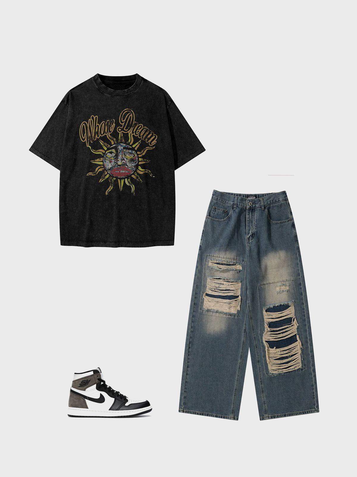 Concert Outfit Sun Doodle Print Tee Concert Outfit Sun Doodle Print Tee