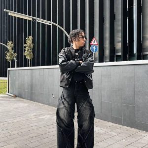 Concert Outfit Symbol Embroidery PU Leather Racing Jacket