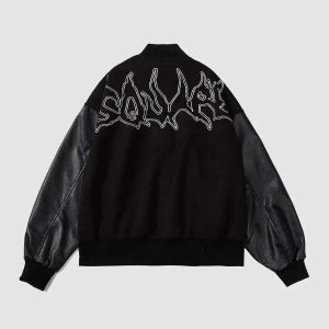 Concert Outfit Symbol Embroidery PU Leather Racing Jacket