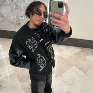 Concert Outfit Symbol Embroidery PU Leather Racing Jacket