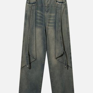 Concert Outfit Symmetrical Panel Button-Down Jeans