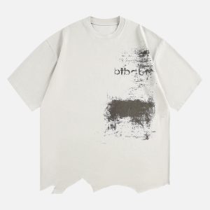 Concert Outfit Tattered Design Printed T-Shirt