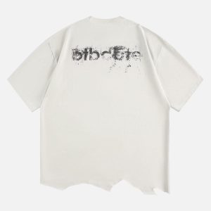 Concert Outfit Tattered Design Printed T-Shirt