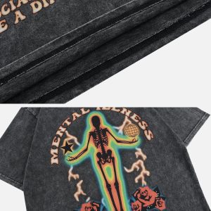 Concert Outfit Thermal Image Skull Print Tee