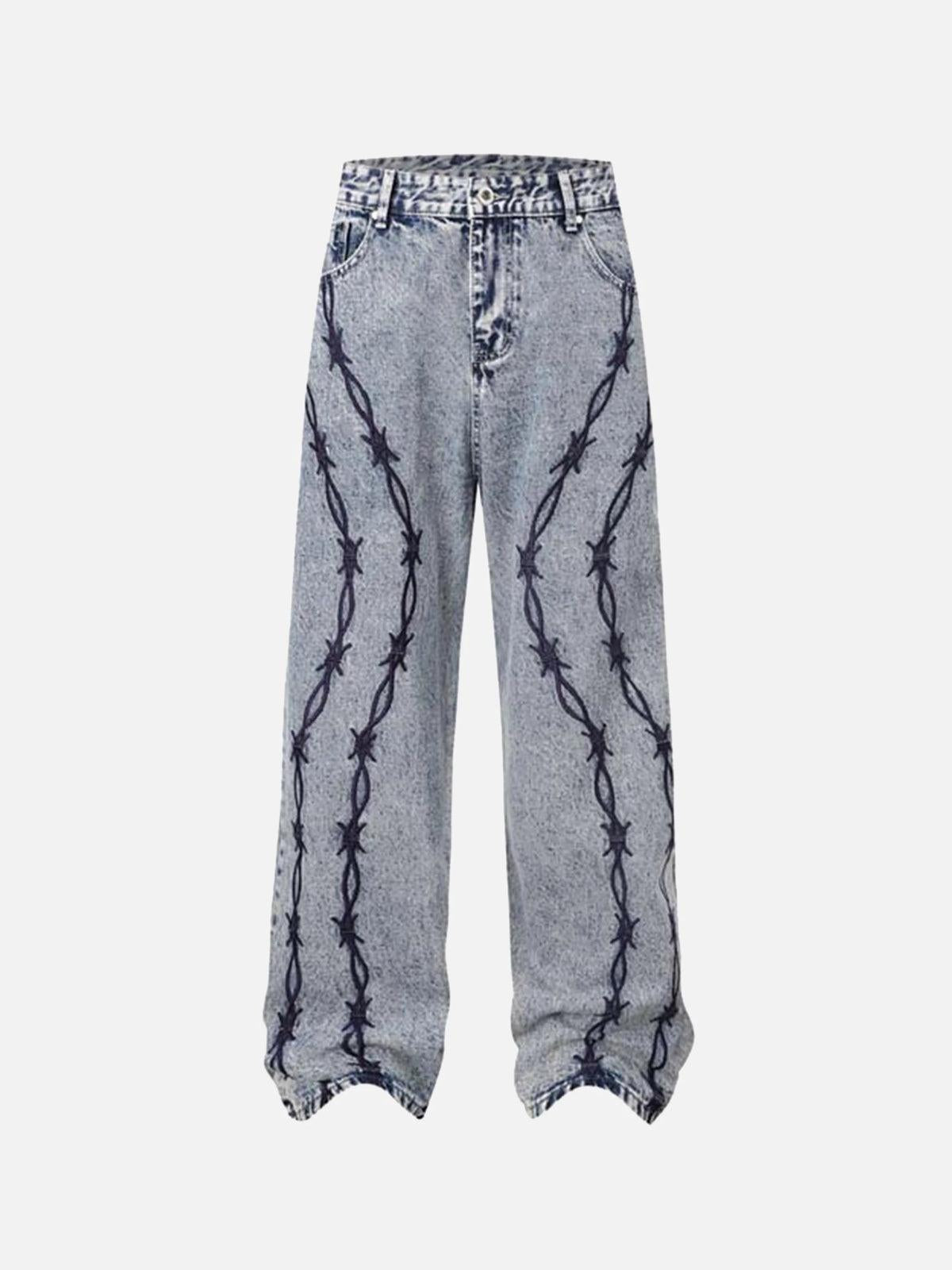 Concert Outfit Thorn Chain Embroidered Jeans Concert Outfit Thorn Chain Embroidered Jeans