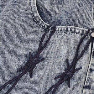 Concert Outfit Thorn Chain Embroidered Jeans