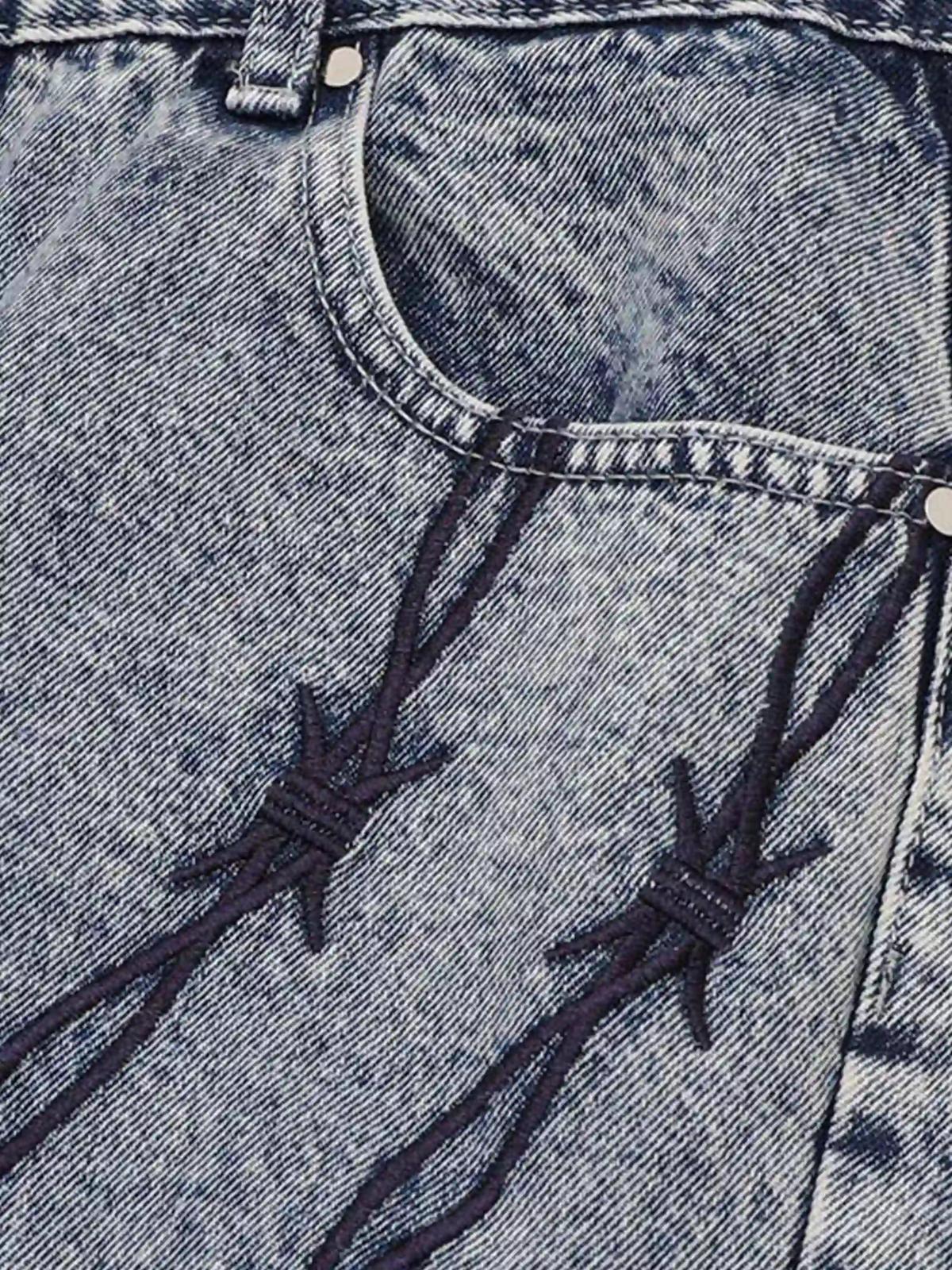 Concert Outfit Thorn Chain Embroidered Jeans Concert Outfit Thorn Chain Embroidered Jeans