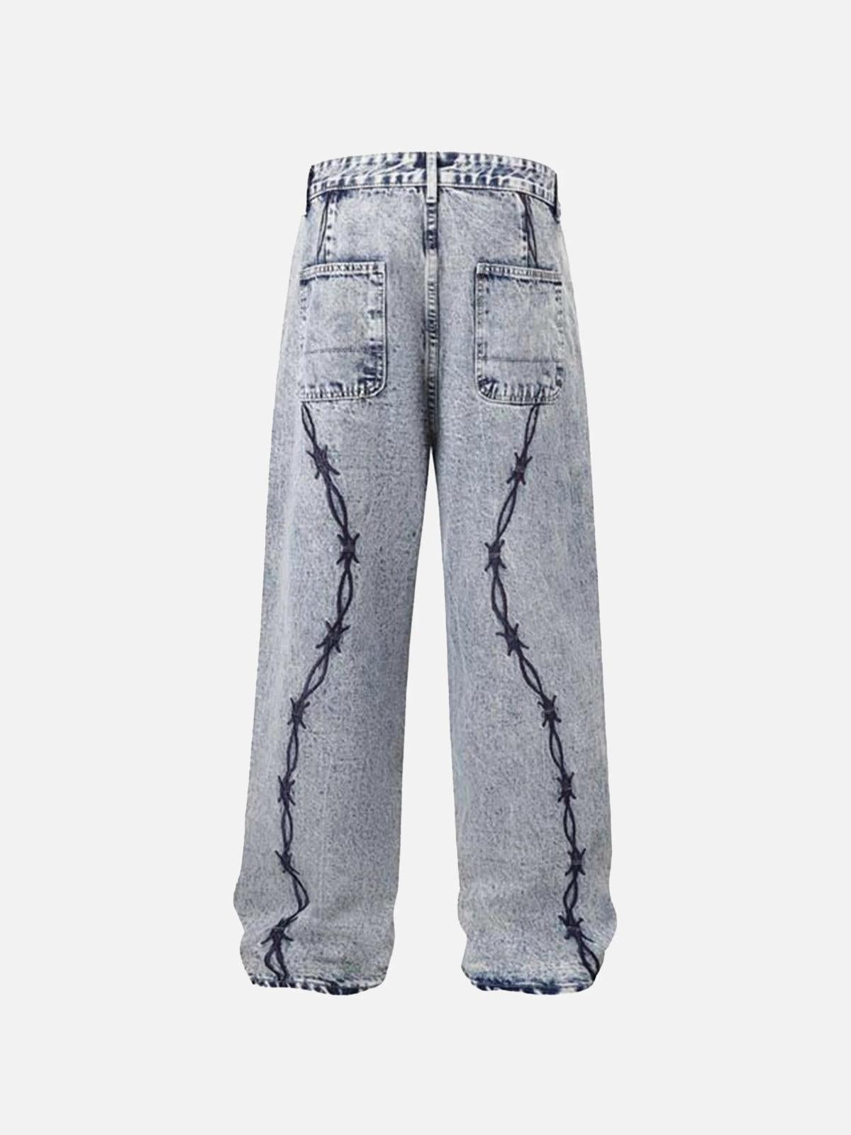 Concert Outfit Thorn Chain Embroidered Jeans Concert Outfit Thorn Chain Embroidered Jeans