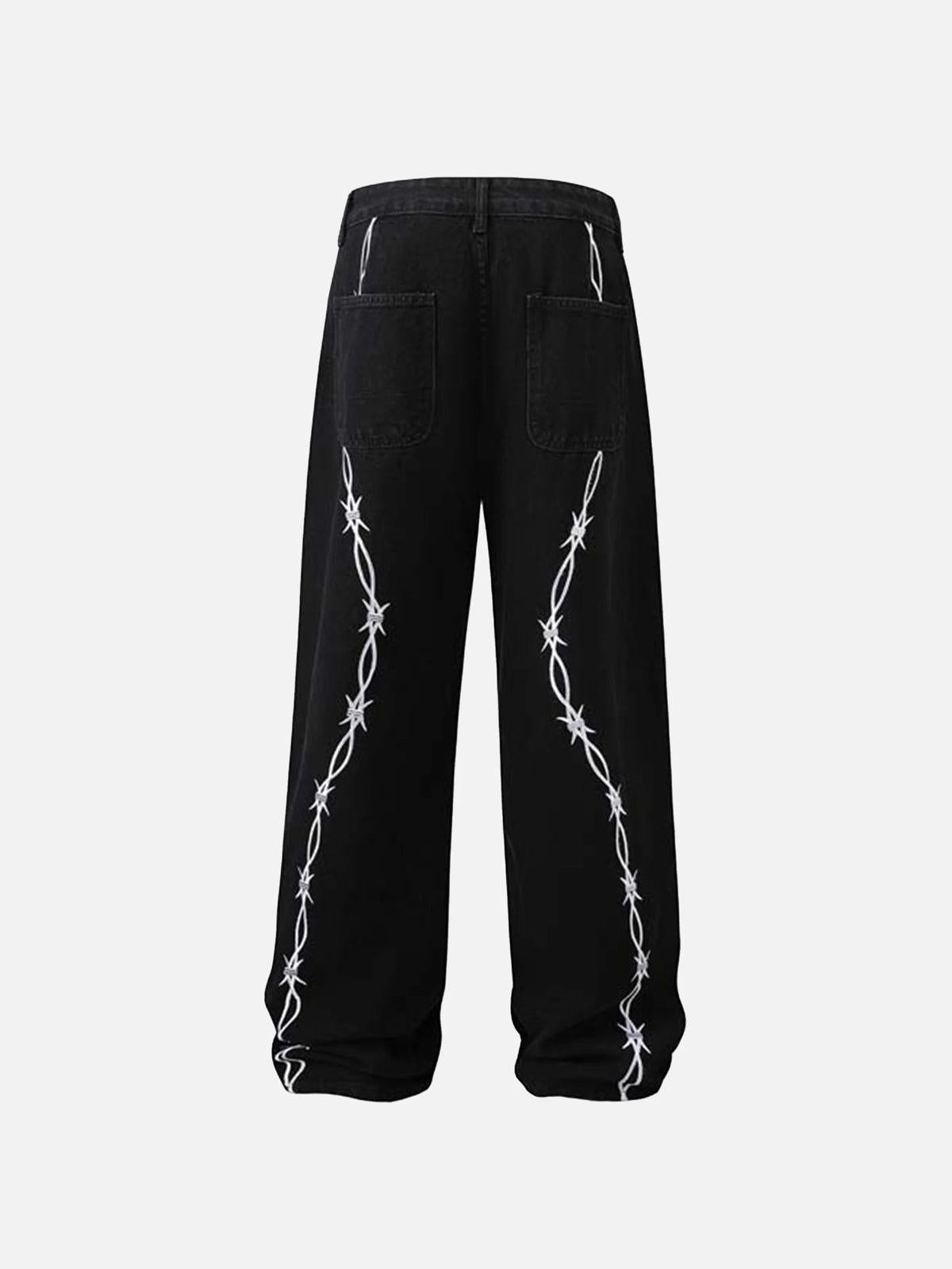 Concert Outfit Thorn Chain Embroidered Jeans Concert Outfit Thorn Chain Embroidered Jeans