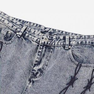 Concert Outfit Thorn Chain Embroidered Jeans