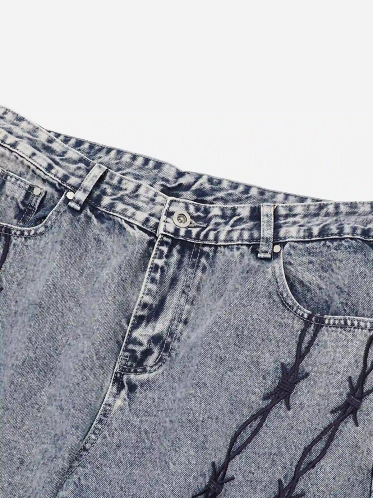 Concert Outfit Thorn Chain Embroidered Jeans Concert Outfit Thorn Chain Embroidered Jeans