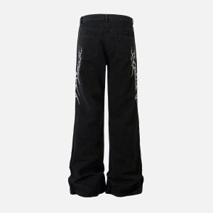 Concert Outfit Thorn Embroidered Straight-Leg Jeans