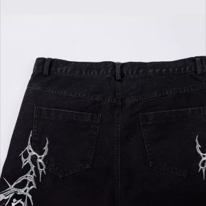 Concert Outfit Thorn Embroidered Straight-Leg Jeans