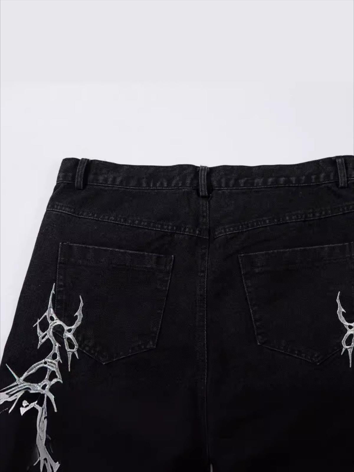 Concert Outfit Thorn Embroidered Straight-Leg Jeans Concert Outfit Thorn Embroidered Straight-Leg Jeans